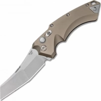 Автоматический складной нож Hogue Wharncliffe EX-A05, клинок Stonewash, сталь 154CM, рукоять пустынный алюминий купить в Красногорске