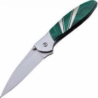 Полуавтоматический складной нож Santa Fe Kershaw Leek, сталь 14C28N, рукоять сталь с накладкой из малахита купить в Красногорске