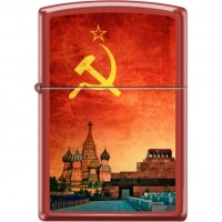 Зажигалка ZIPPO Красная Москва, латунь/сталь с покрытием Red Matte, красная, матовая, 36x12x56 мм купить в Красногорске