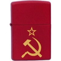 Зажигалка ZIPPO Серп и Молот Red Matte, латунь с порошковым покрытием, красная, матовая, 36х56х12 мм купить в Красногорске